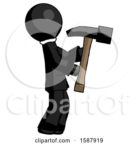 Black Clergy Man Hammering Something on the Right by Leo Blanchette