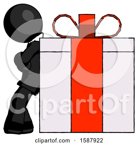 Black Clergy Man Gift Concept - Leaning Against Large Present by Leo Blanchette