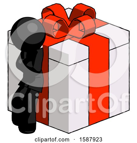 Black Clergy Man Leaning on Gift with Red Bow Angle View by Leo Blanchette