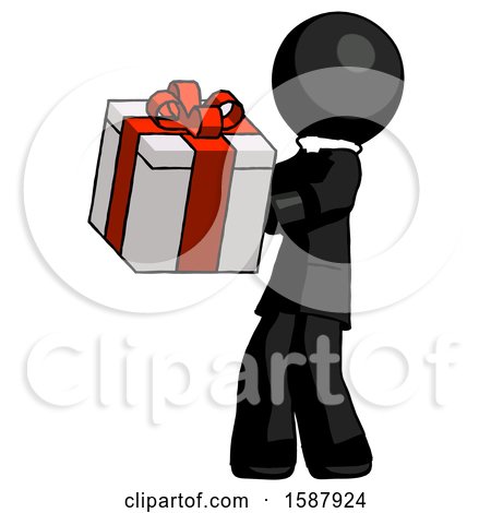 Black Clergy Man Presenting a Present with Large Red Bow on It by Leo Blanchette