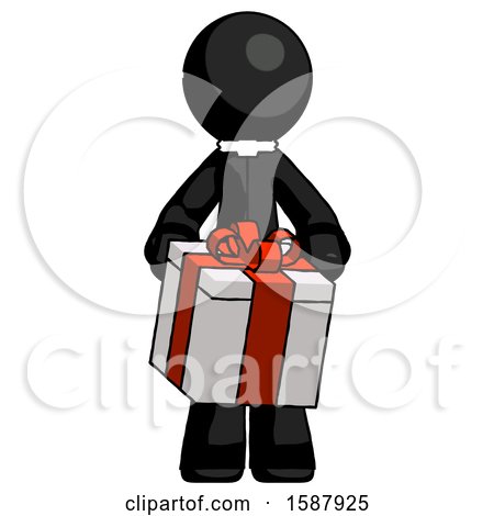Black Clergy Man Gifting Present with Large Bow Front View by Leo Blanchette