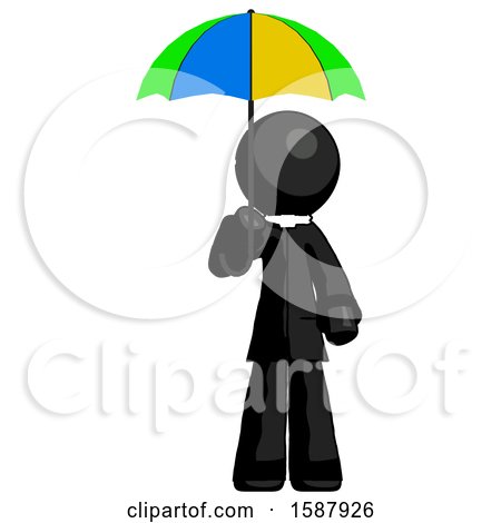 Black Clergy Man Holding Umbrella Rainbow Colored by Leo Blanchette
