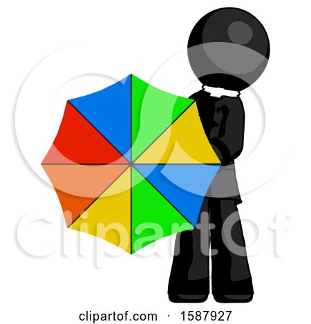 Black Clergy Man Holding Rainbow Umbrella out to Viewer by Leo Blanchette