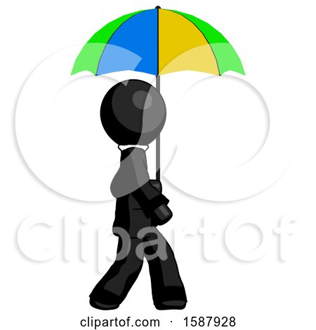 Black Clergy Man Walking with Colored Umbrella by Leo Blanchette