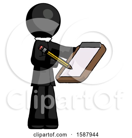 Black Clergy Man Using Clipboard and Pencil by Leo Blanchette