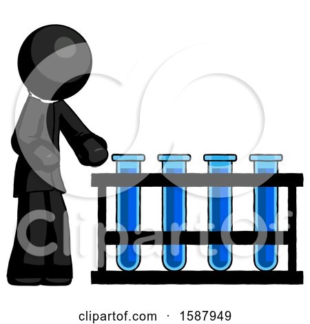 Black Clergy Man Using Test Tubes or Vials on Rack by Leo Blanchette