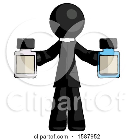 Black Clergy Man Holding Two Medicine Bottles by Leo Blanchette