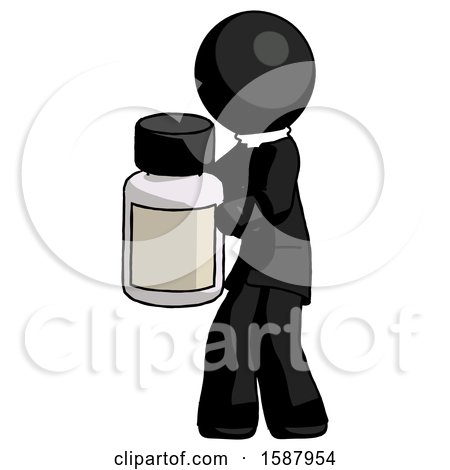 Black Clergy Man Holding White Medicine Bottle by Leo Blanchette