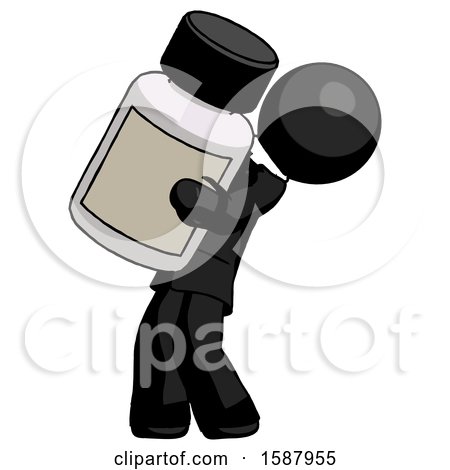 Black Clergy Man Holding Large White Medicine Bottle by Leo Blanchette