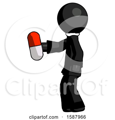 Black Clergy Man Holding Red Pill Walking to Left by Leo Blanchette