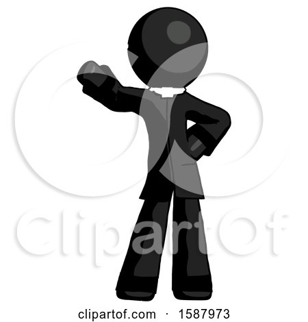 Black Clergy Man Waving Right Arm with Hand on Hip by Leo Blanchette