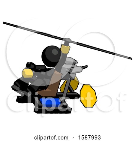 Black Clergy Man Flying in Gyrocopter Front Side Angle Top View by Leo Blanchette