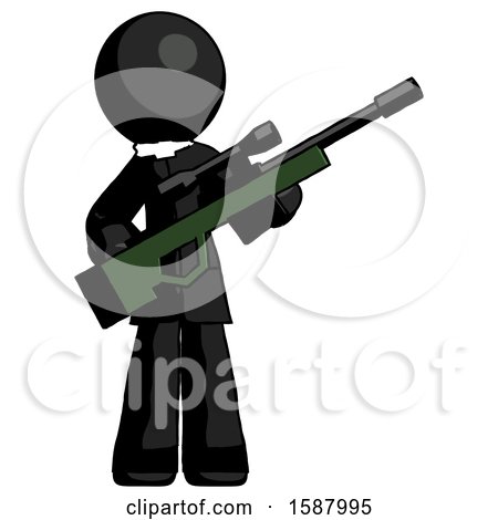 Black Clergy Man Holding Sniper Rifle Gun by Leo Blanchette
