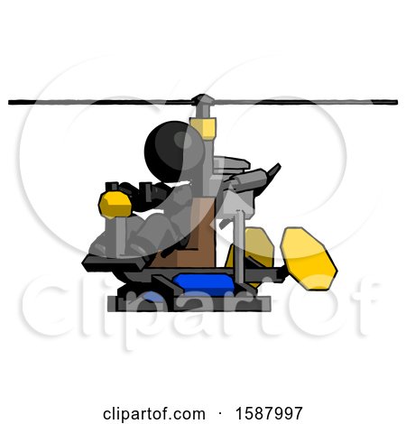 Black Clergy Man Flying in Gyrocopter Front Side Angle View by Leo Blanchette