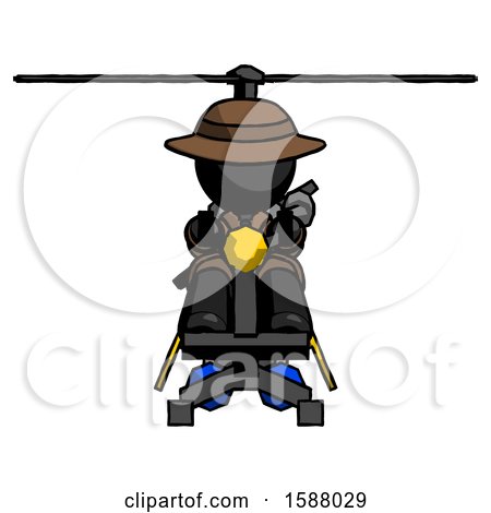 Black Detective Man Flying in Gyrocopter Front View by Leo Blanchette
