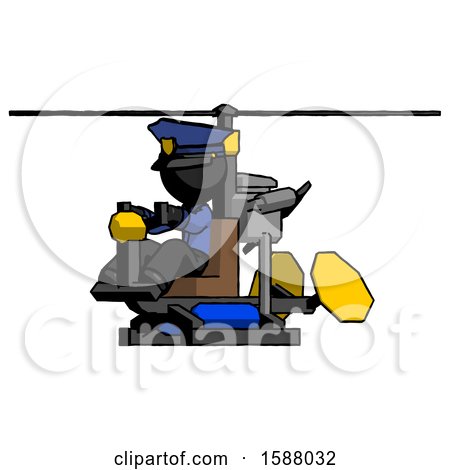Black Police Man Flying in Gyrocopter Front Side Angle View by Leo Blanchette