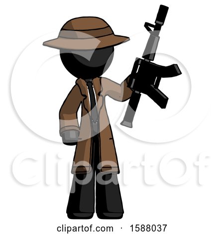 Black Detective Man Holding Automatic Gun by Leo Blanchette