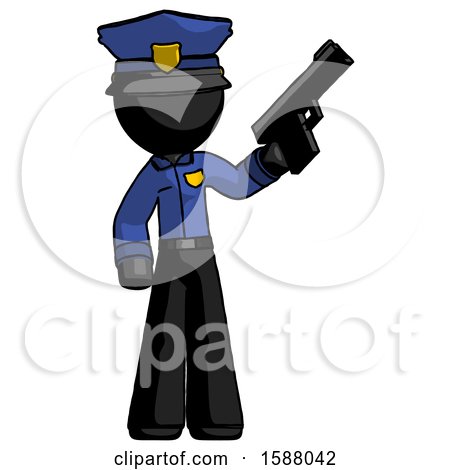 Black Police Man Holding Handgun by Leo Blanchette