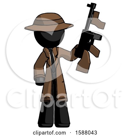 Black Detective Man Holding Tommygun by Leo Blanchette