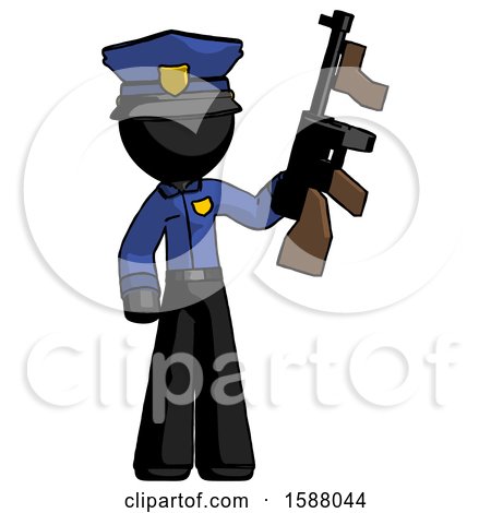 Black Police Man Holding Tommygun by Leo Blanchette