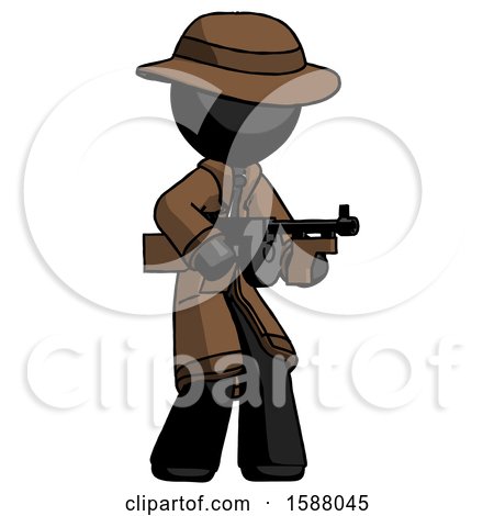 Black Detective Man Tommy Gun Gangster Shooting Pose by Leo Blanchette