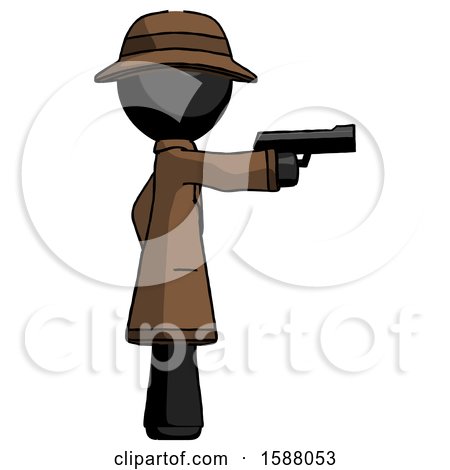 Black Detective Man Firing a Handgun by Leo Blanchette
