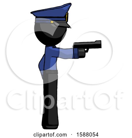 Black Police Man Firing a Handgun by Leo Blanchette