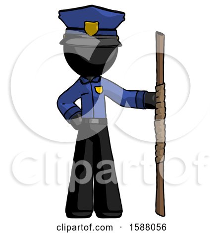 Black Police Man Holding Staff or Bo Staff by Leo Blanchette