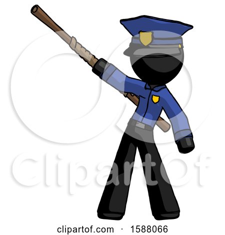 Black Police Man Bo Staff Pointing up Pose by Leo Blanchette