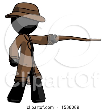 Black Detective Man Pointing with Hiking Stick by Leo Blanchette