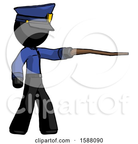 Black Police Man Pointing with Hiking Stick by Leo Blanchette