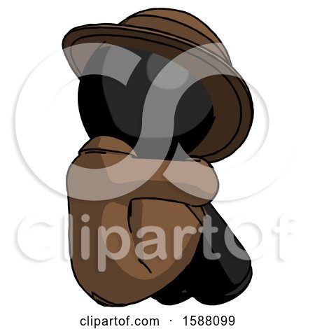 Black Detective Man Sitting with Head down Back View Facing Right by Leo Blanchette