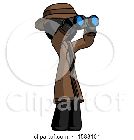 Black Detective Man Looking Through Binoculars to the Right by Leo Blanchette