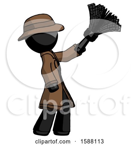 Black Detective Man Dusting with Feather Duster Upwards by Leo Blanchette