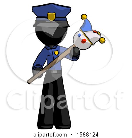 Black Police Man Holding Jester Diagonally by Leo Blanchette