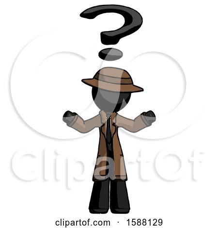 Black Detective Man with Question Mark Above Head, Confused by Leo Blanchette
