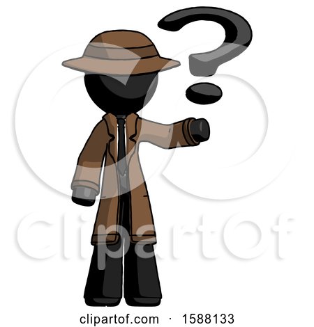 Black Detective Man Holding Question Mark to Right by Leo Blanchette