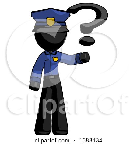 Black Police Man Holding Question Mark to Right by Leo Blanchette