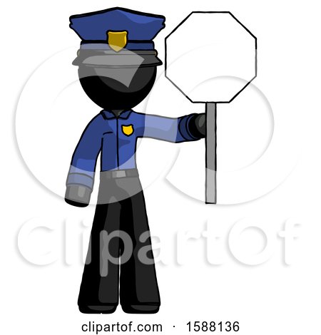 Black Police Man Holding Stop Sign by Leo Blanchette