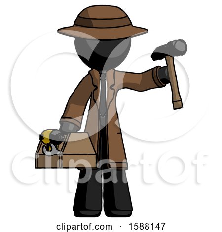Black Detective Man Holding Tools and Toolchest Ready to Work by Leo Blanchette