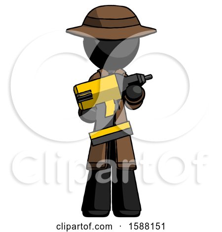 Black Detective Man Holding Large Drill by Leo Blanchette
