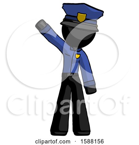 Black Police Man Waving Emphatically with Right Arm by Leo Blanchette