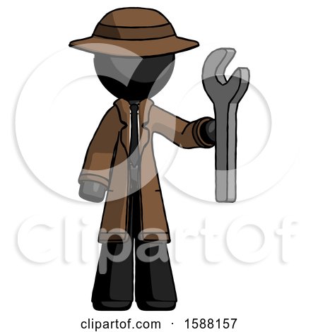 Black Detective Man Holding Wrench Ready to Repair or Work by Leo Blanchette