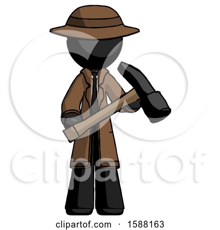 Black Detective Man Holding Hammer Ready to Work by Leo Blanchette