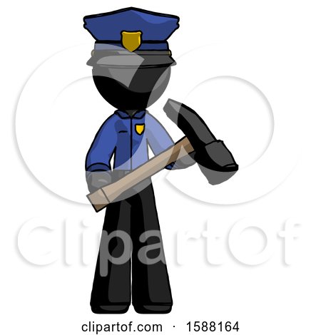 Black Police Man Holding Hammer Ready to Work by Leo Blanchette