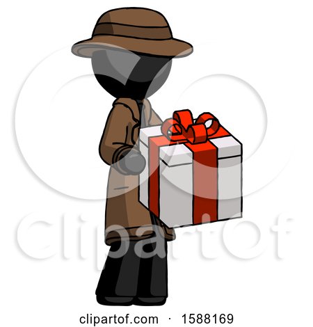Black Detective Man Giving a Present by Leo Blanchette