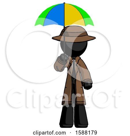 Black Detective Man Holding Umbrella Rainbow Colored by Leo Blanchette