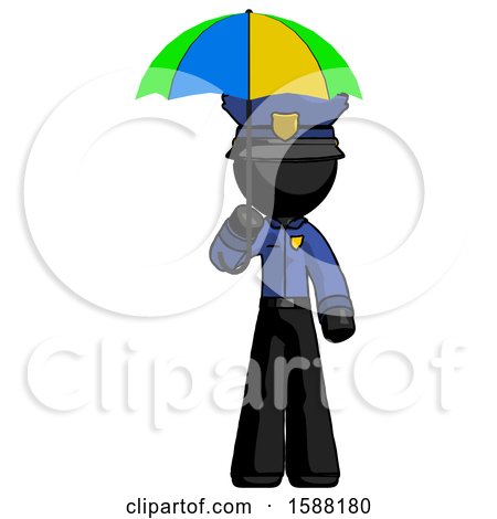 Black Police Man Holding Umbrella Rainbow Colored by Leo Blanchette