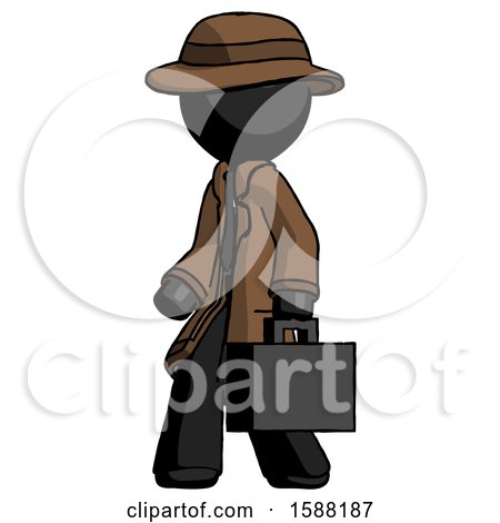 Black Detective Man Walking with Briefcase to the Left by Leo Blanchette