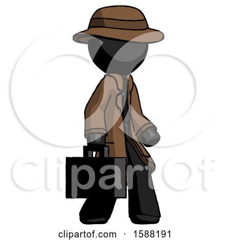 Black Detective Man Walking with Briefcase to the Right by Leo Blanchette